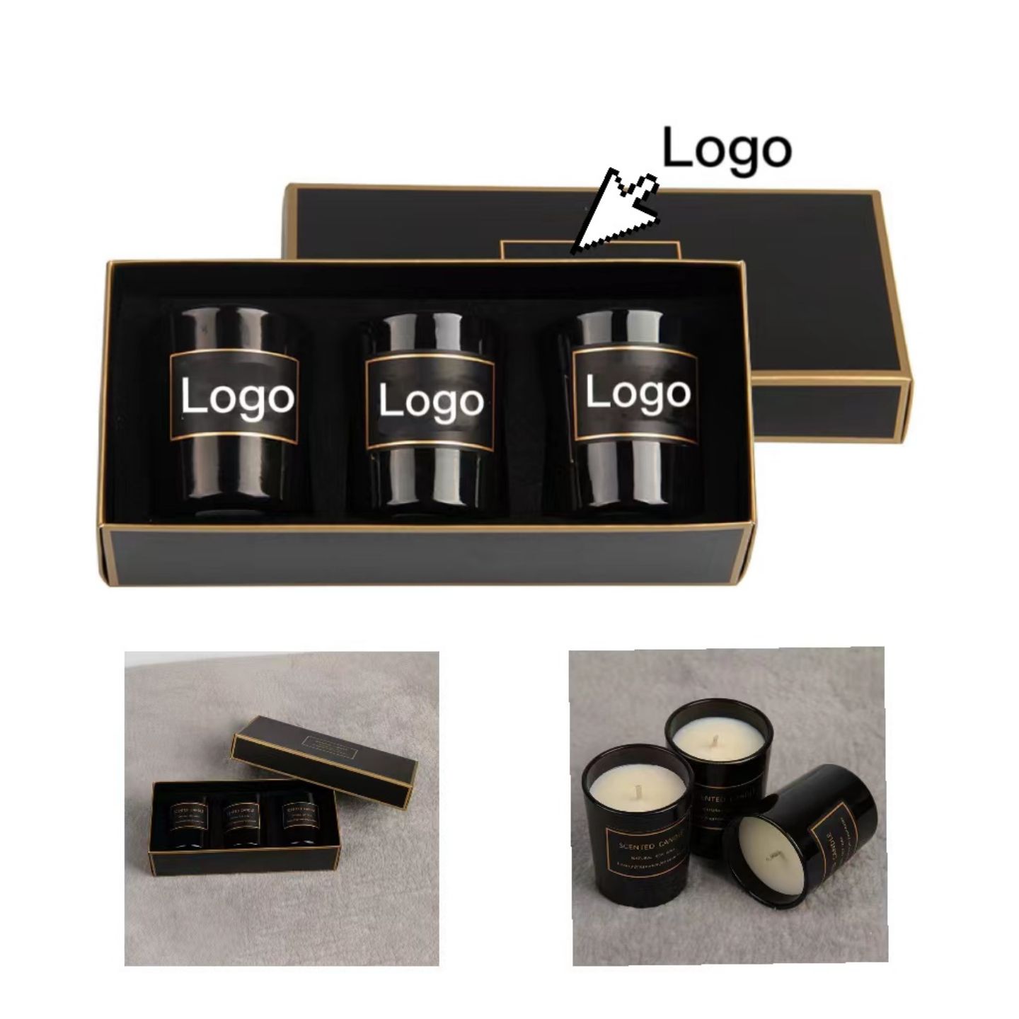 Soybean Wax Black Candle Gift Set 2