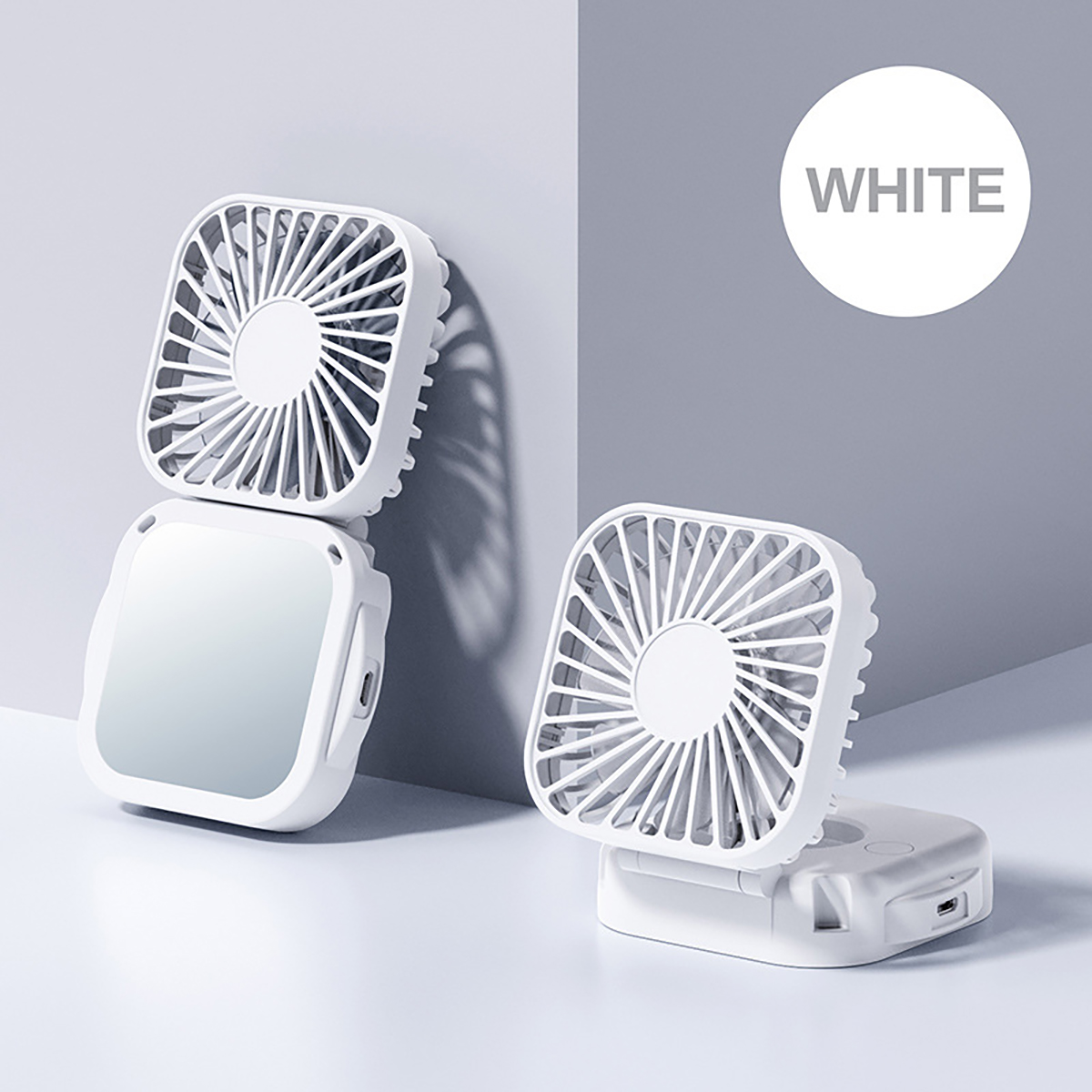 USB Charging Portable Folding Fan With Makeup Mirror 4