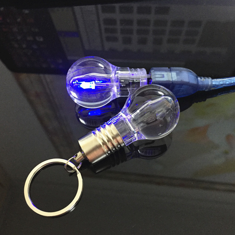 Customized 4GB Light Bulb USB Drives w/Keychain 5