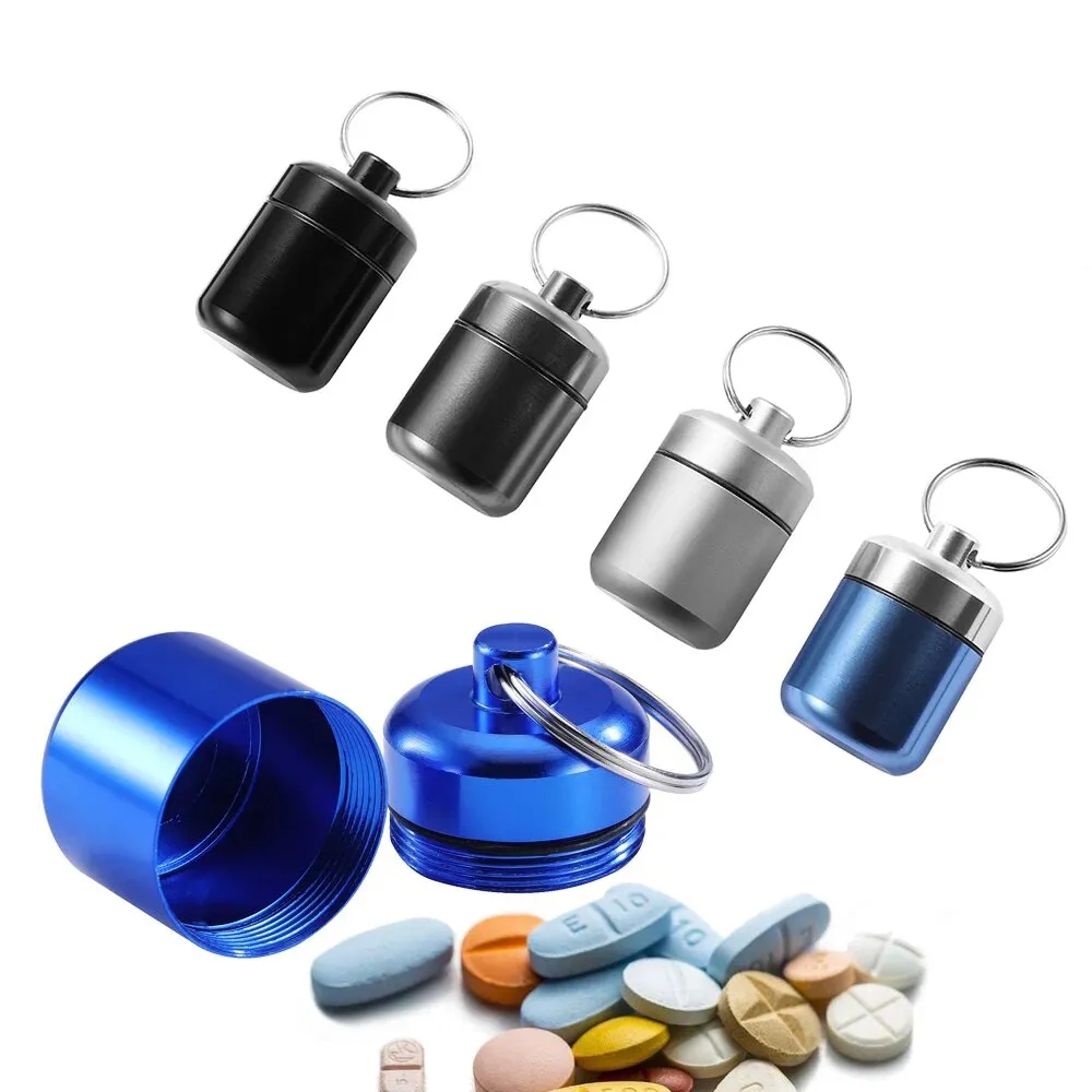Waterproof Aluminum Pill Box with Keychain 3