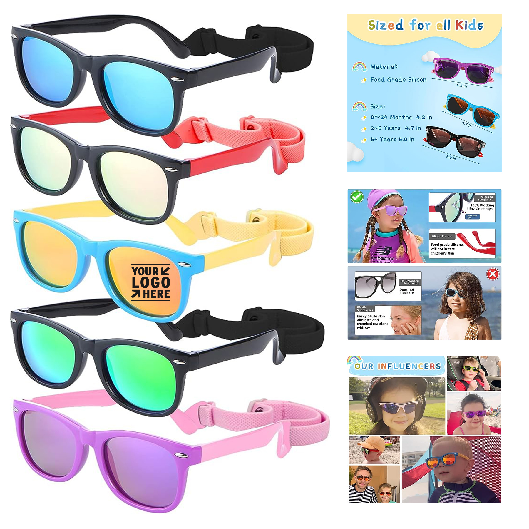 Kids Boys Girls Silicon Unbreakable Polarized UV Protected Sports Toddler Sunglass