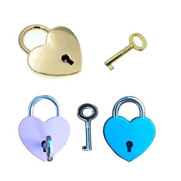 Heart Shape Nickel Metal Pad Lock And Key 2