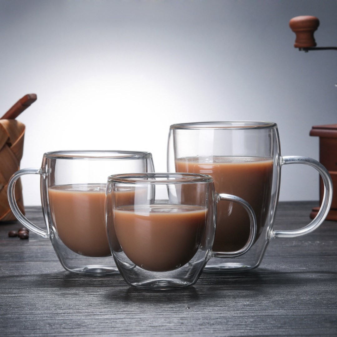 Double Wall Insulated Glass Mug with Handles 5