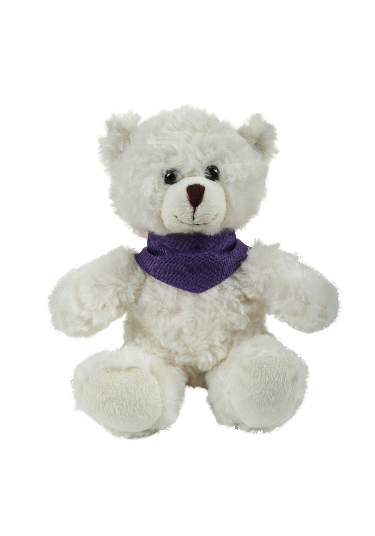 soft plush Cream Curly Sitting Bear with bandana