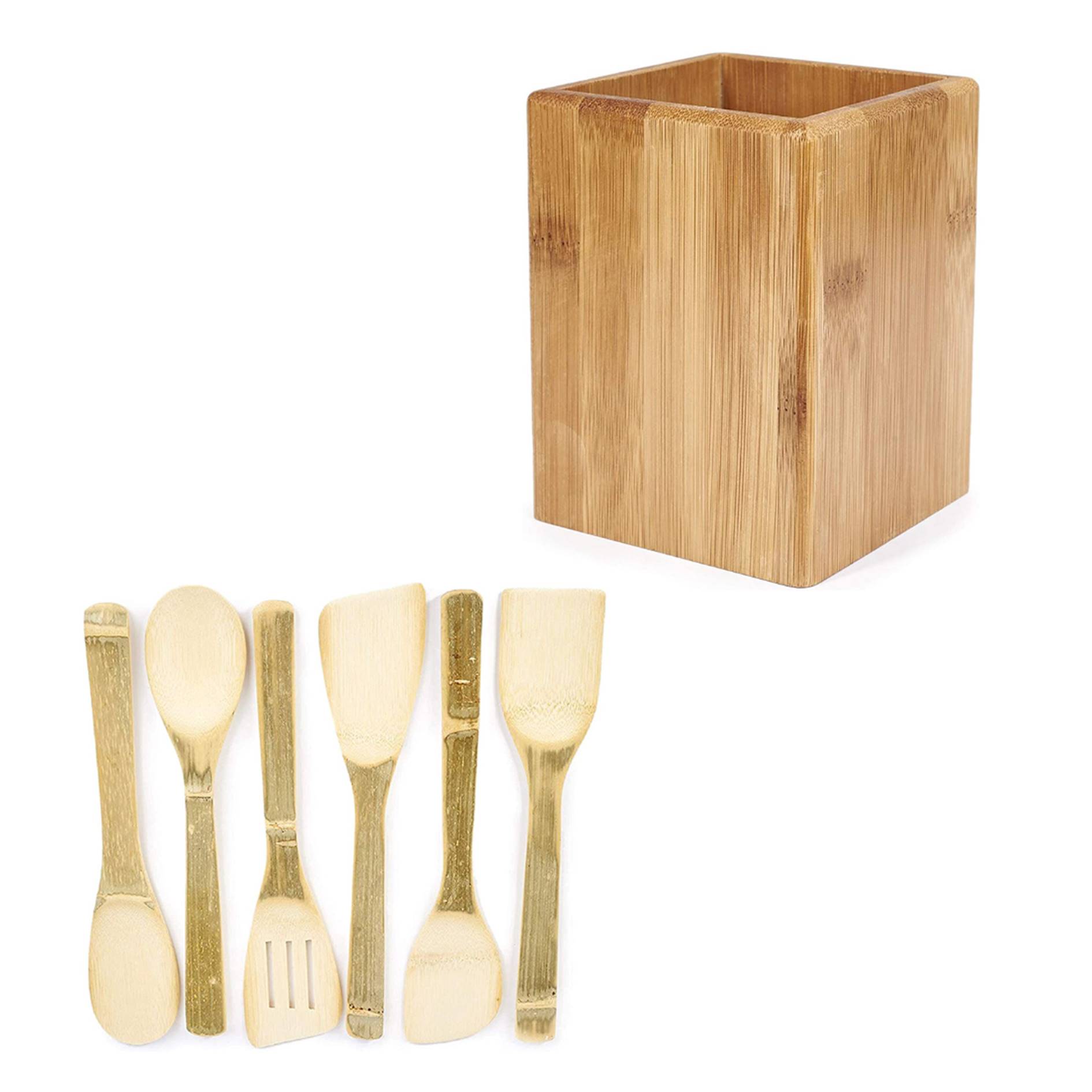 7 Pieces Kitchen Utensil Bamboo Spatula Set 3