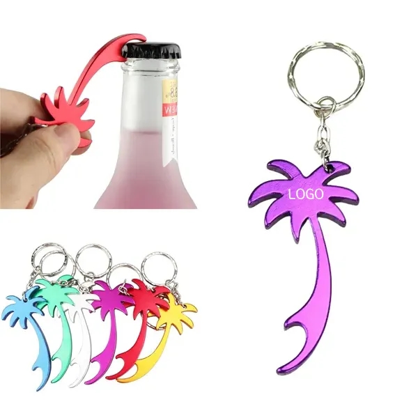 Metal Coconut Tree Bottle Opener Keychains 6