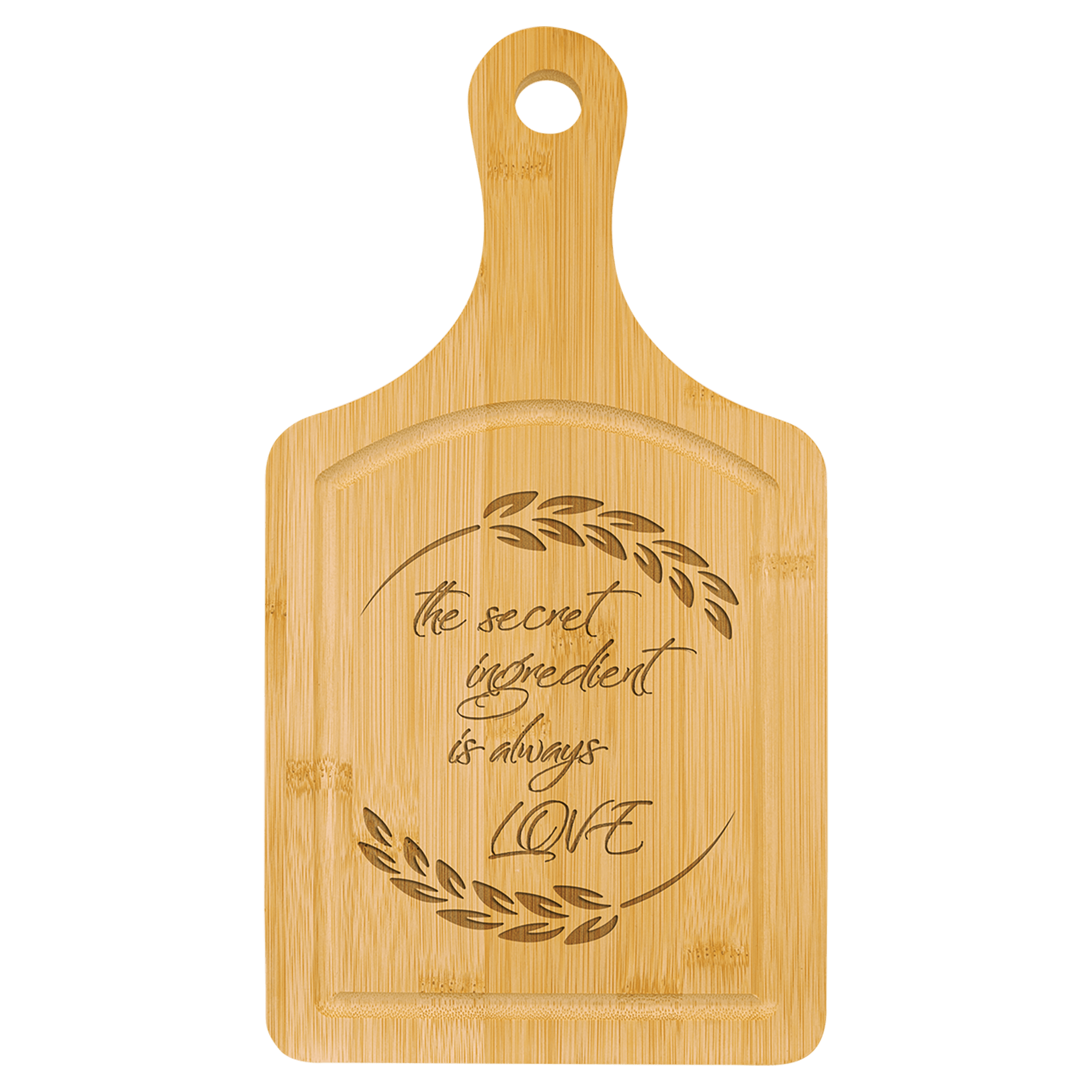Bamboo Cutting Board Paddle Shape With Drip Ring 3
