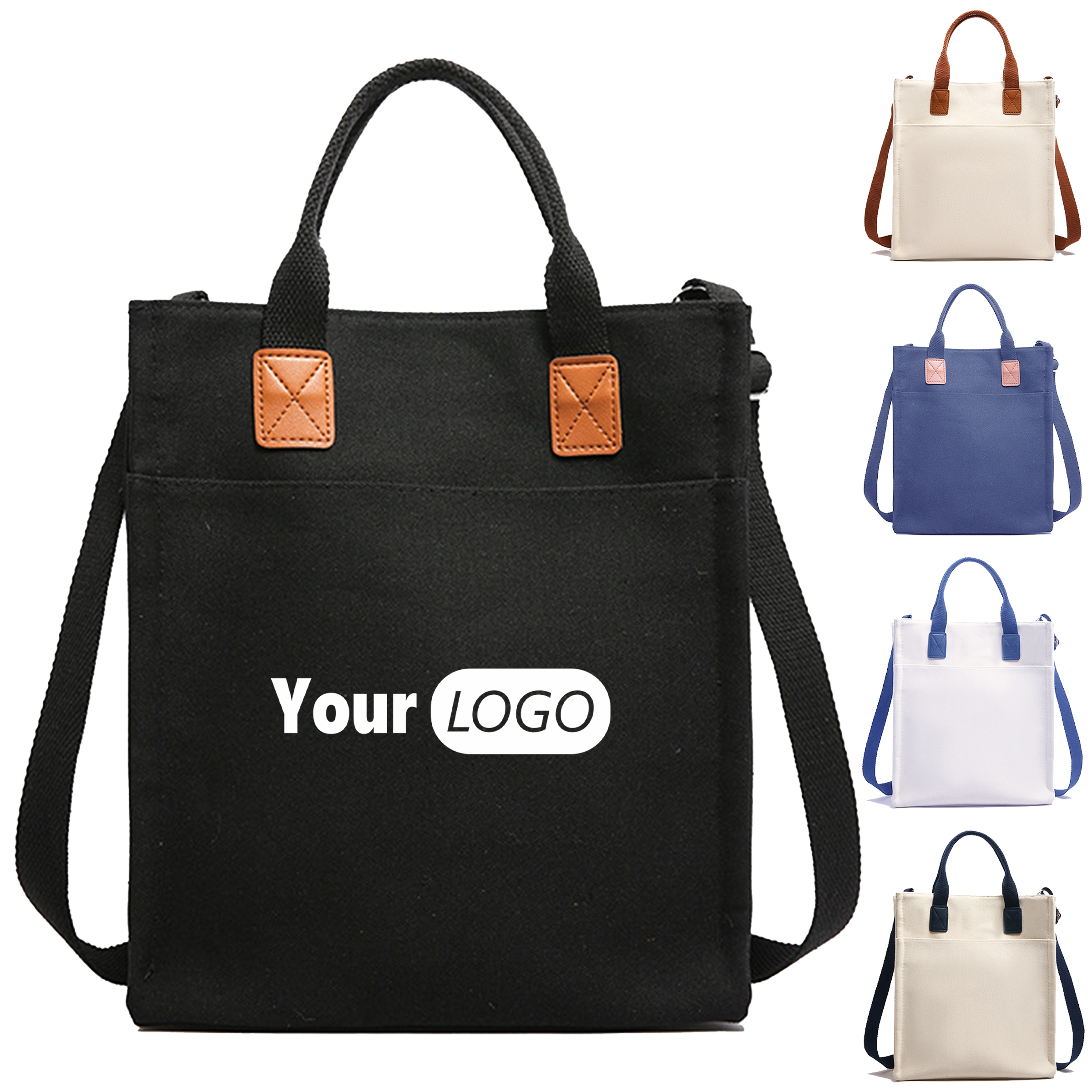 Canvas Solid Color Minimalist Handbag, custom tote bag with logo imprint 7
