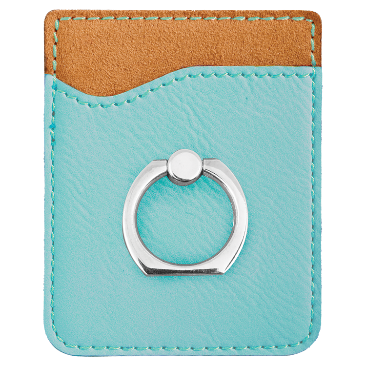 Teal Leatherette Phone Wallet with Silver Ring 4