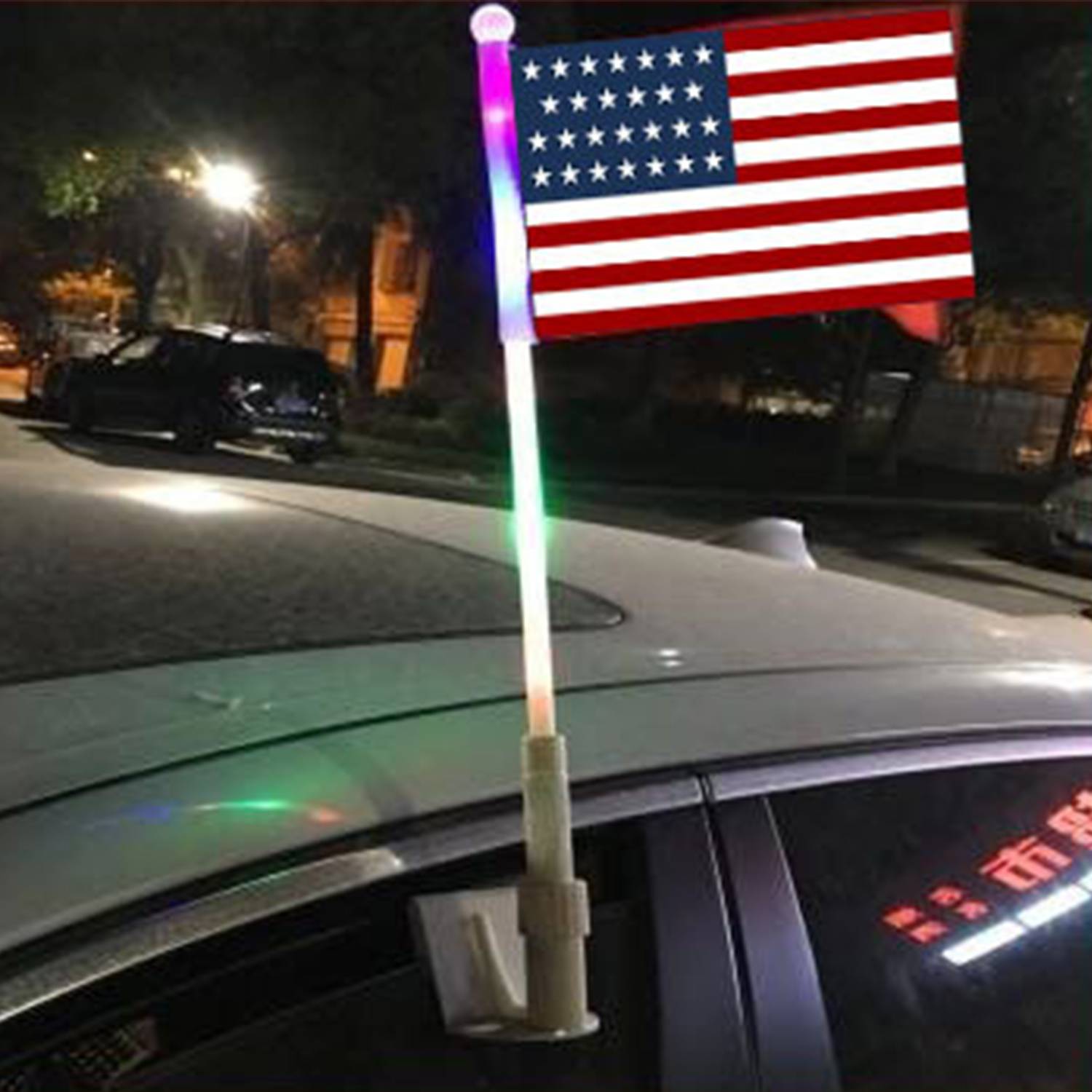 LED USA FlashingHand Flag Small Light up American 3