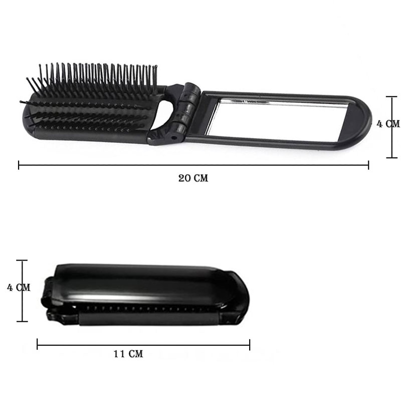 Portable Folding Hair Brush w/Mirror Compact Pocket Hair Comb 5