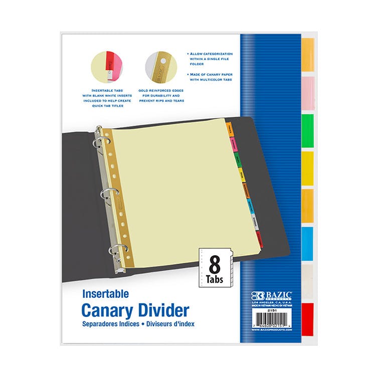 3 Ring Binder Paper Dividers - 8 Color Tabs 3