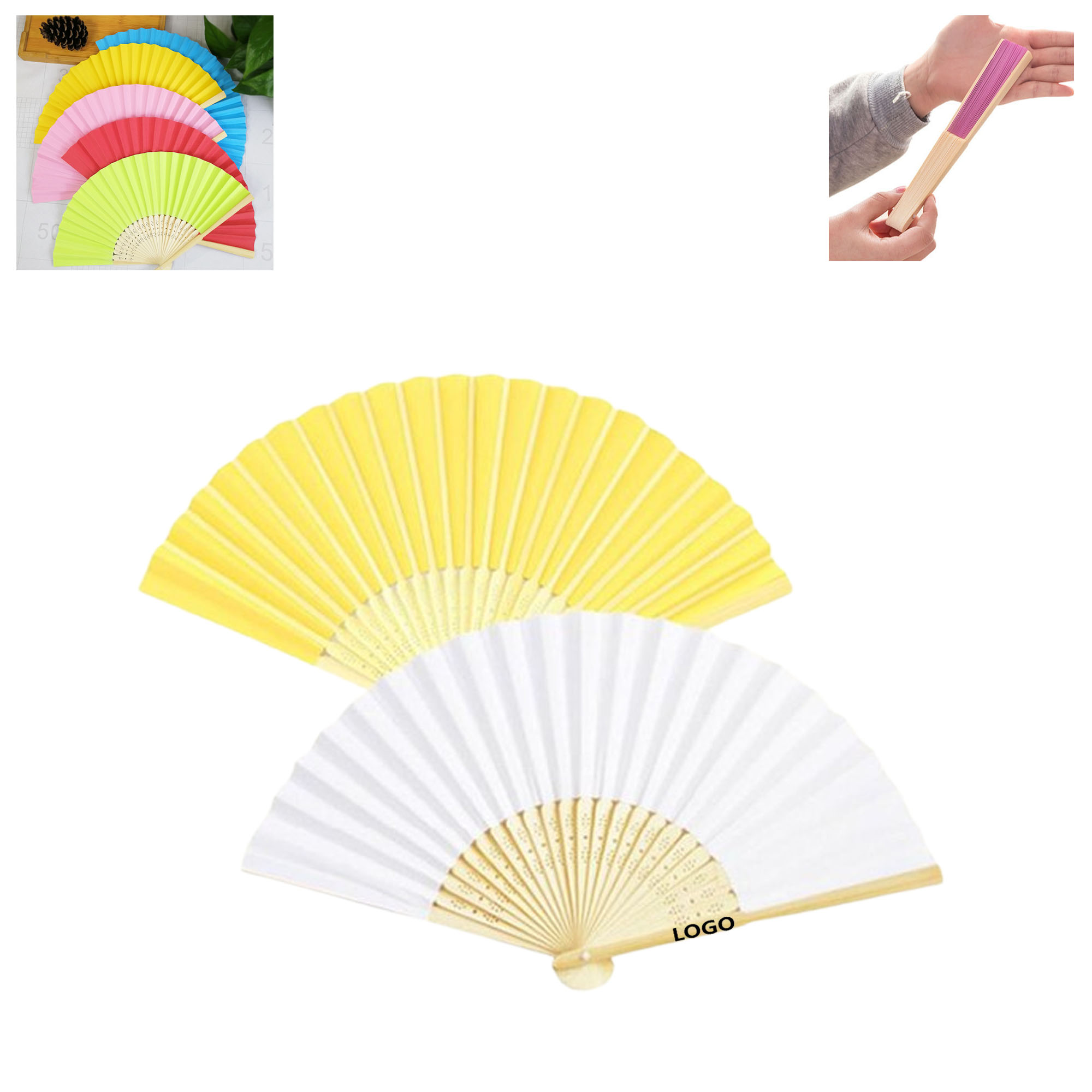 MOQ 100pcs Folding Single-Sided Bamboo Fan 4