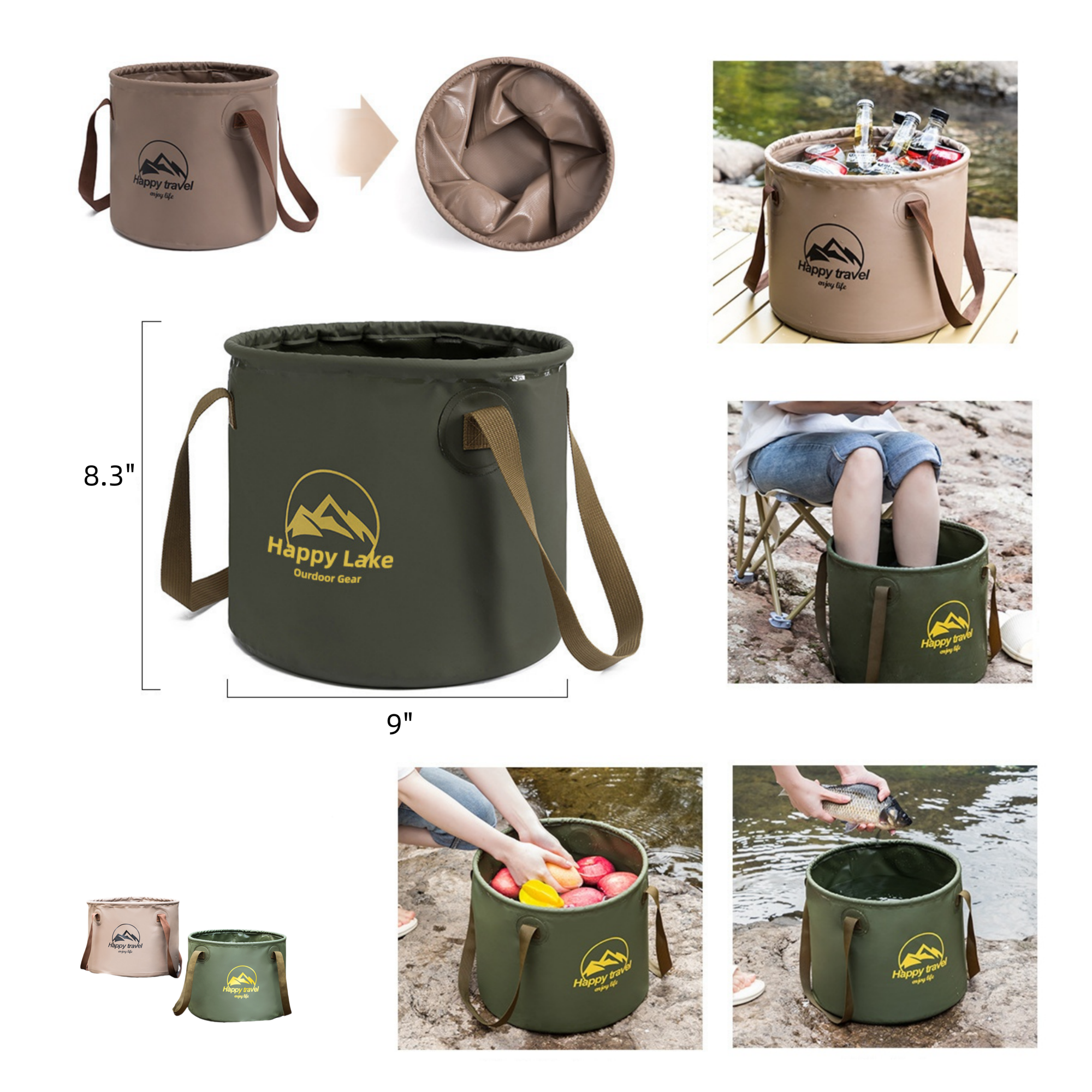 10L Multifunctional Outdoor Foldable Portable Water Bucket 2
