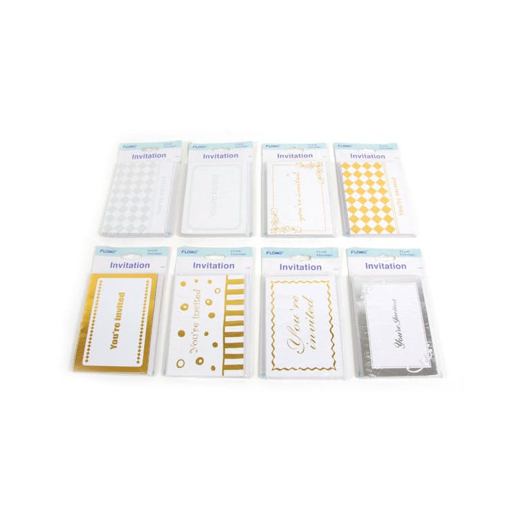 General Invitation Cards and Envelopes - Metallic Assorted 5.5" x 3.75" 8 Pack 1