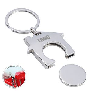 Alloy Shopping Trolley Locker Coin Keychain 4