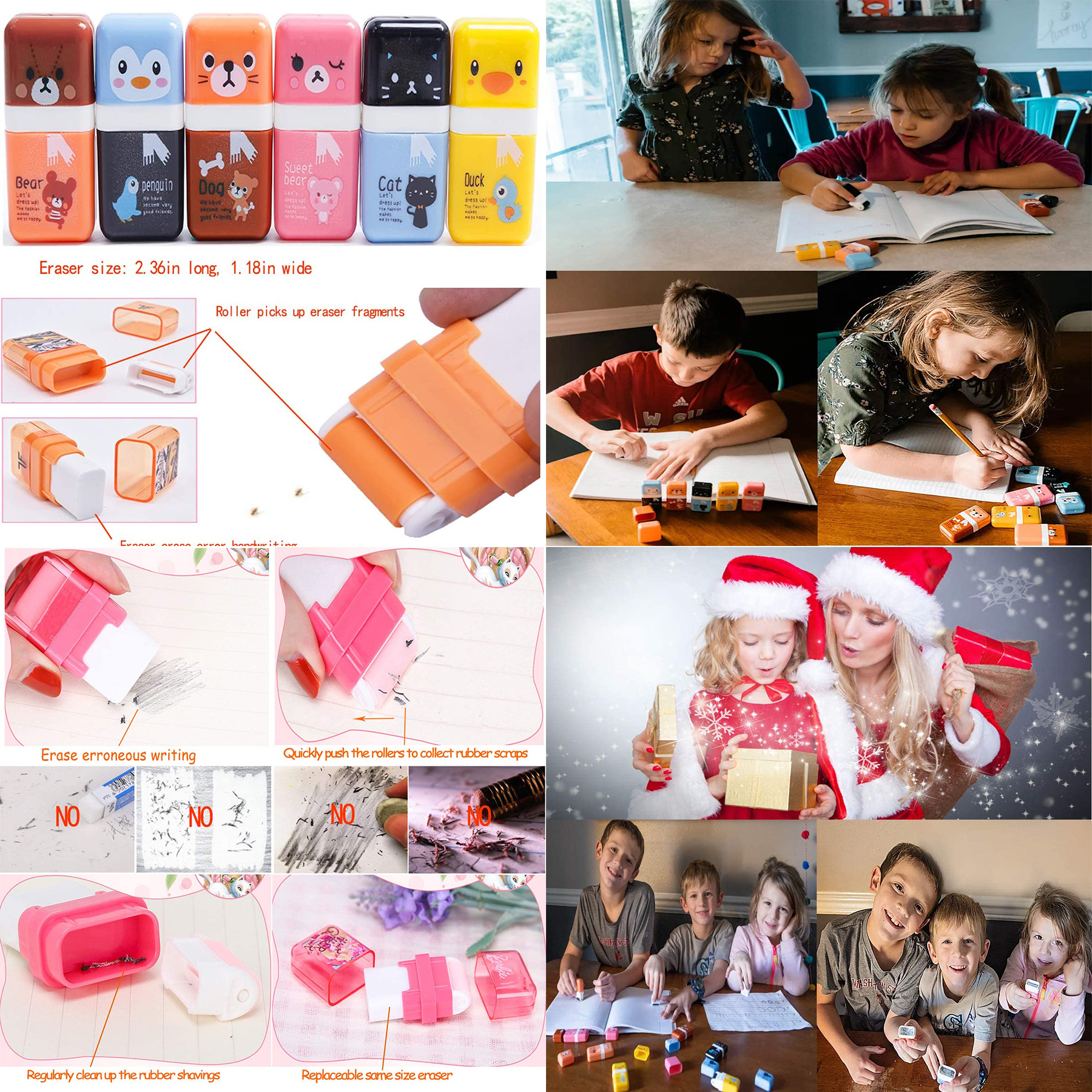 6 Pcs Pencil Erasers 2