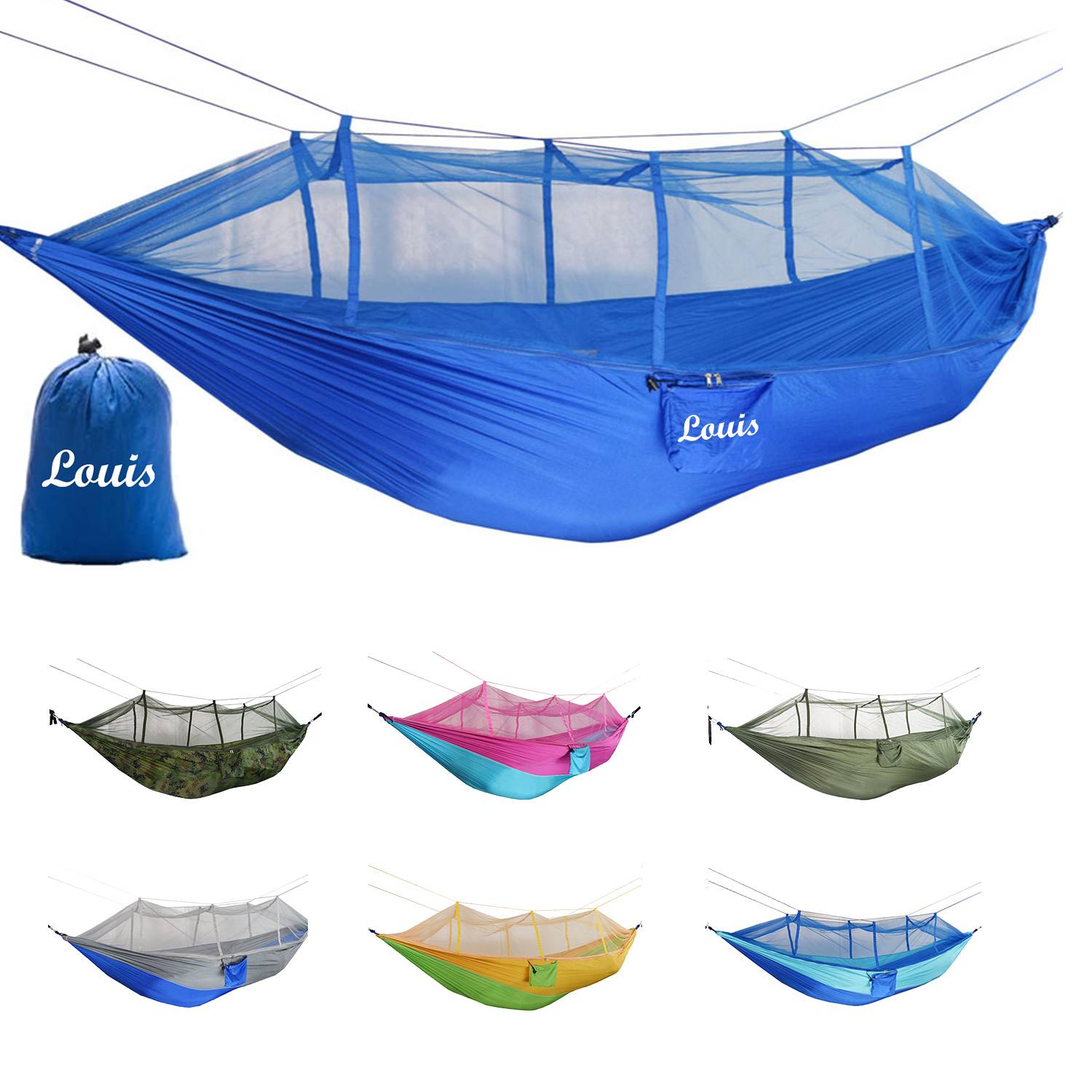 Nylon Camping Hammock w/ Mosquito Net 3
