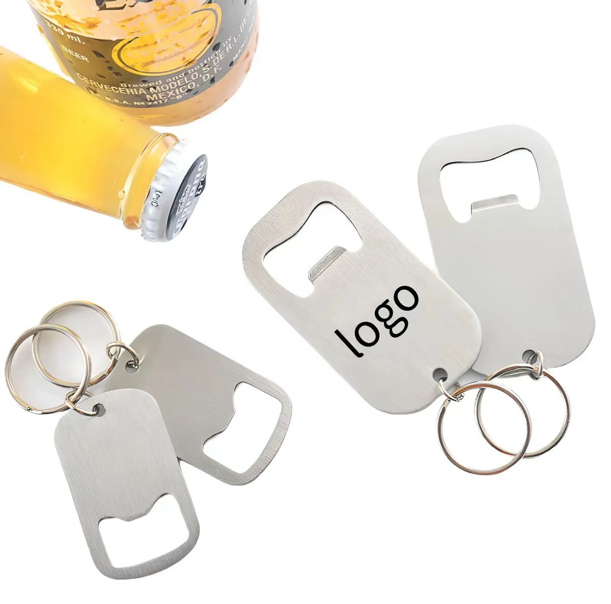 Stainless Steel Flat Bottle Opener Keychain 2