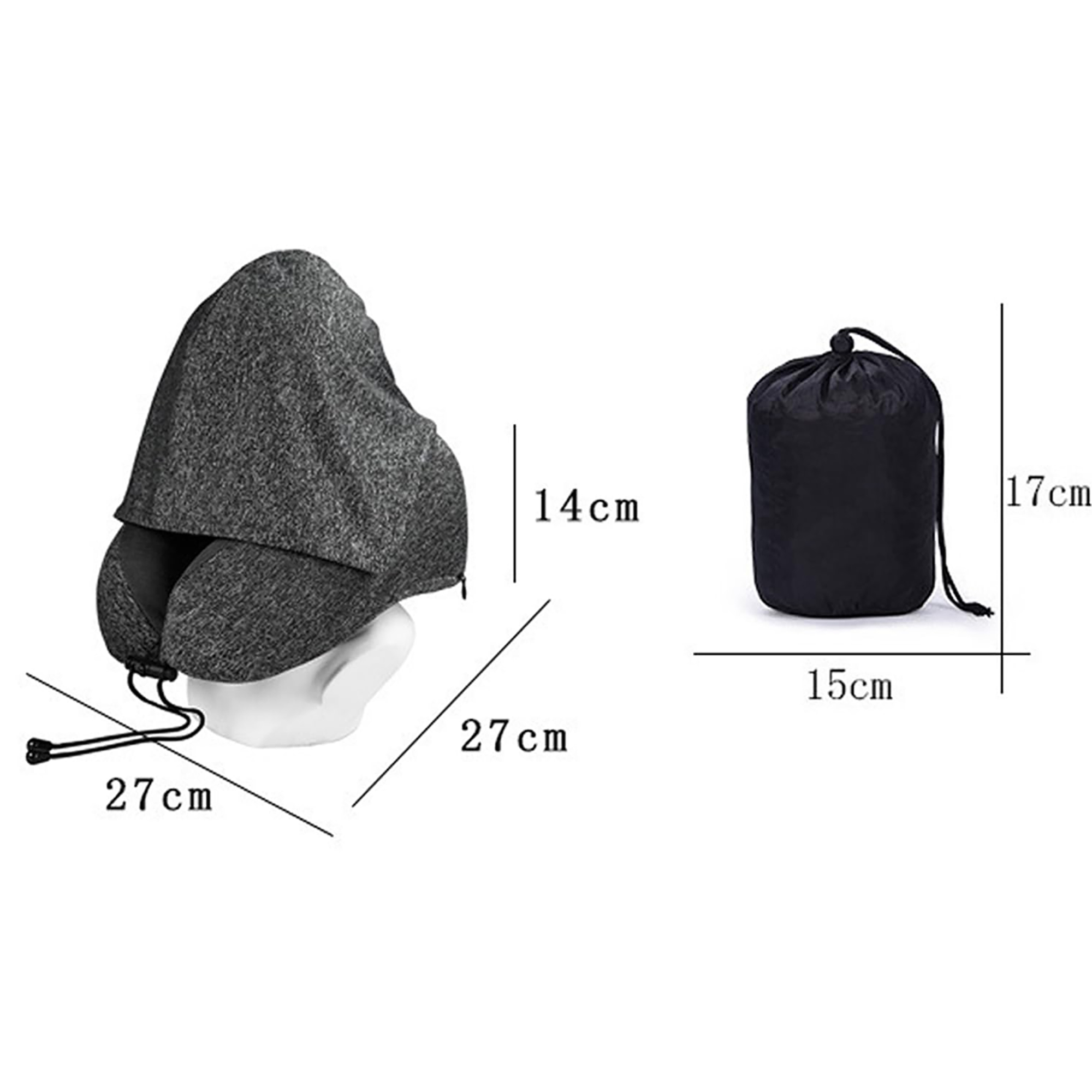 Hooded Travel Neck Pillow with Memory Foam 4