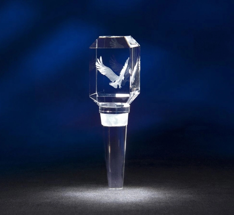 Clear Engraved Crystal Wine Stopper 2
