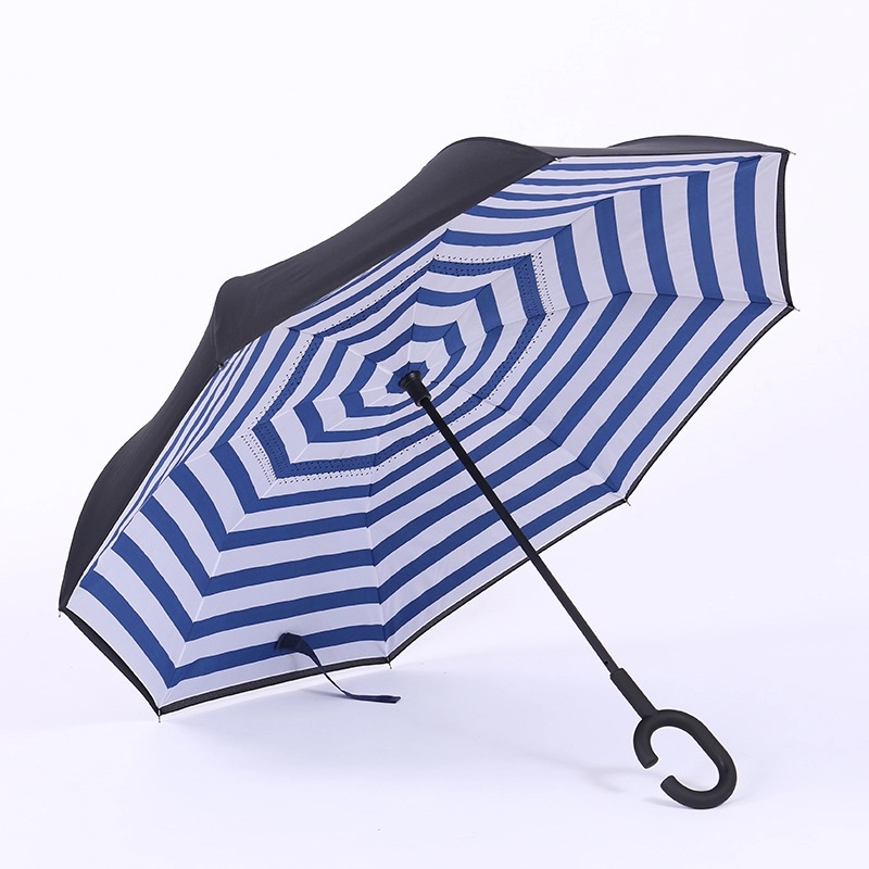 Custom Outdoor Travel C-Handle Reverse Umbrella 16