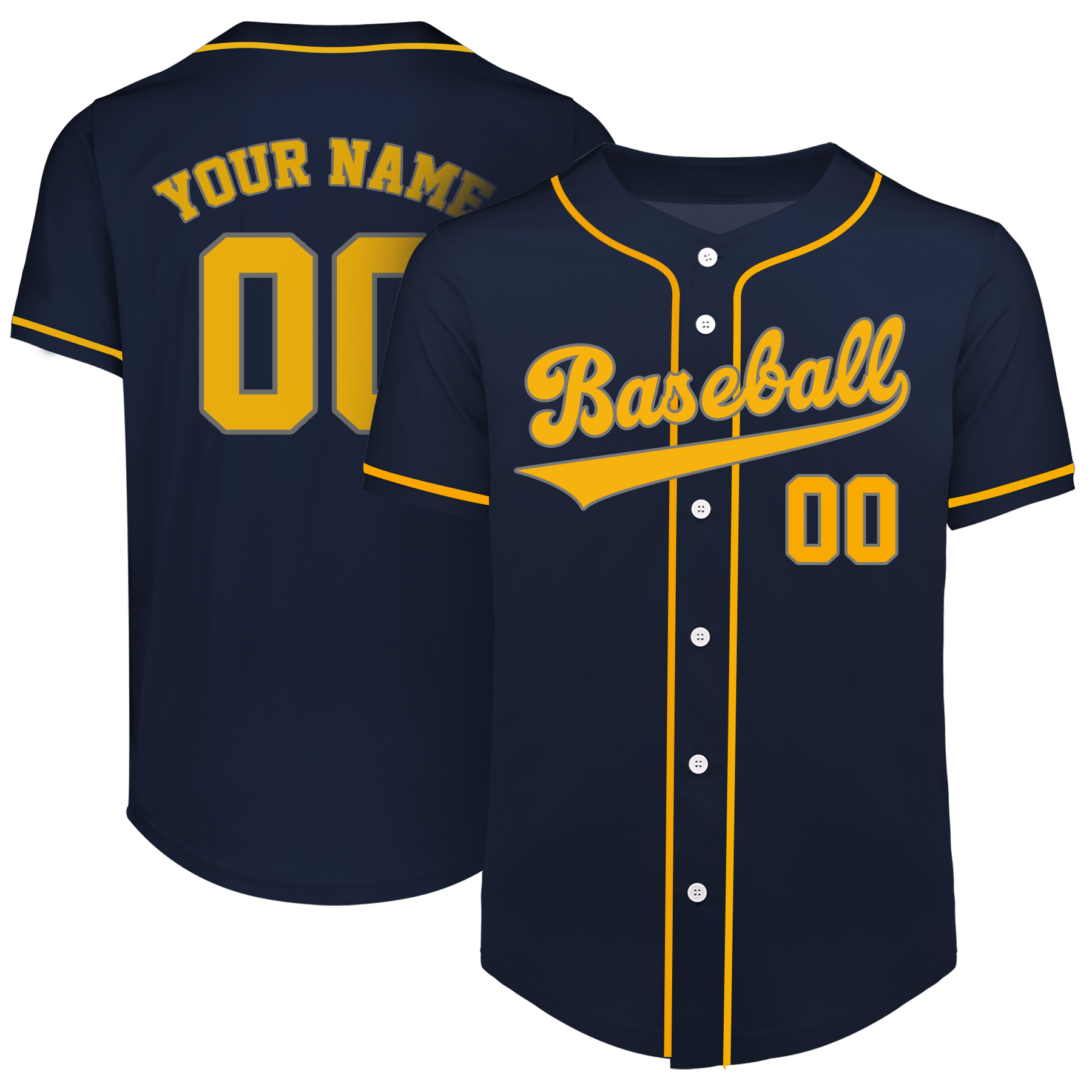 Custom Full-Button Baseball Jersey (Full Color Dye Sublimated) 13