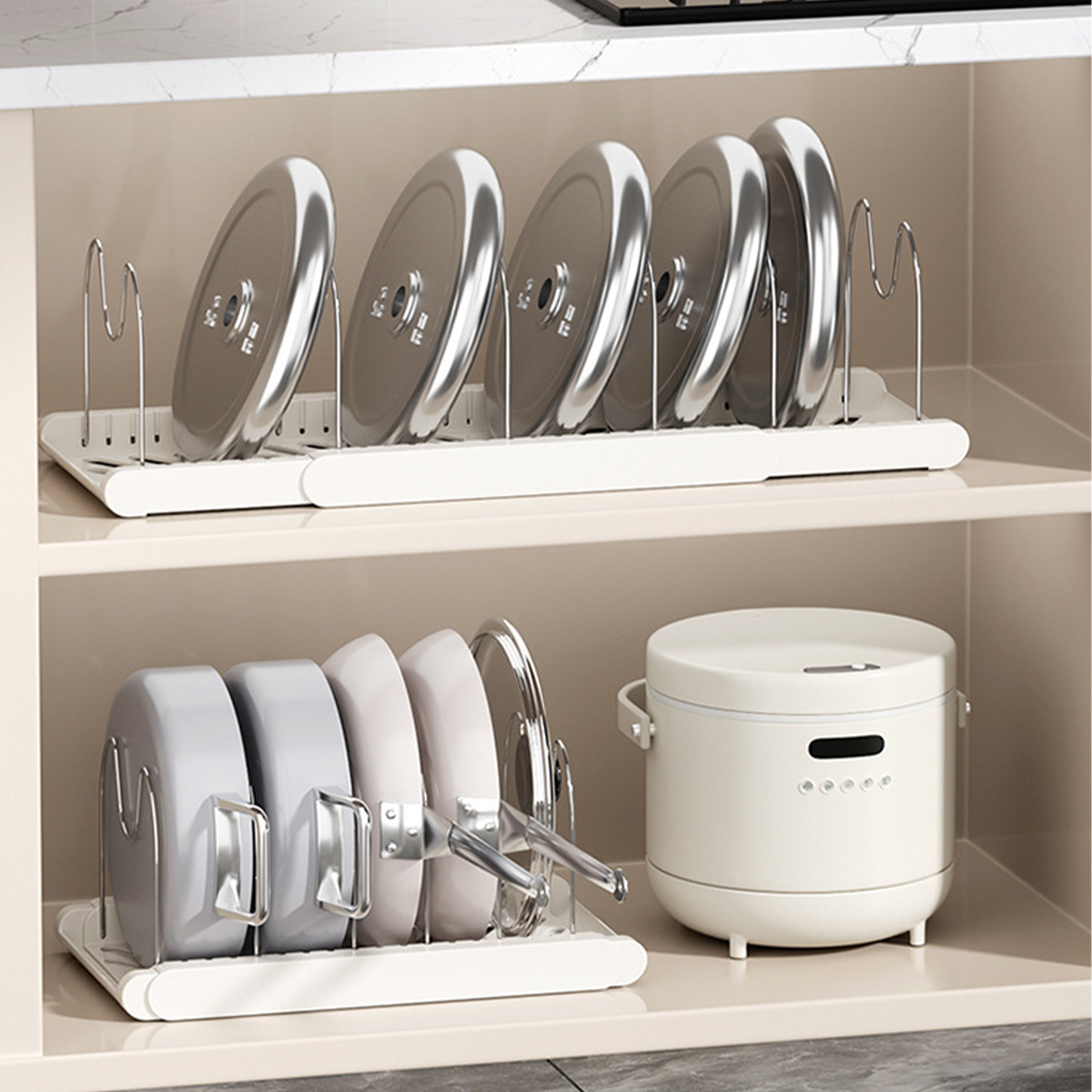 Stainless Steel Scalable Cabinet Pot Rack 6