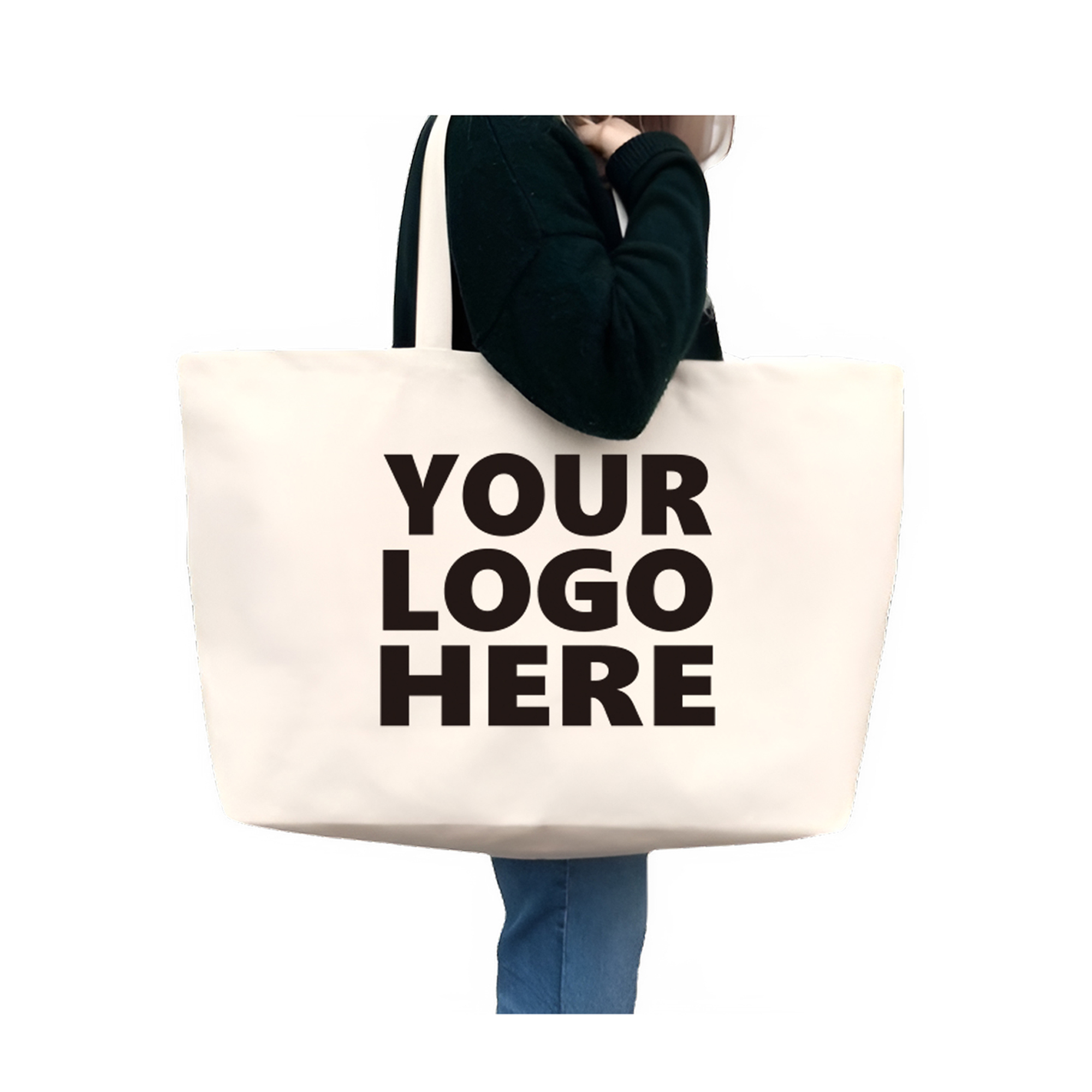 MOQ50 Customizable Extra Large Canvas Tote Bag, custom tote bag with logo imprint 2