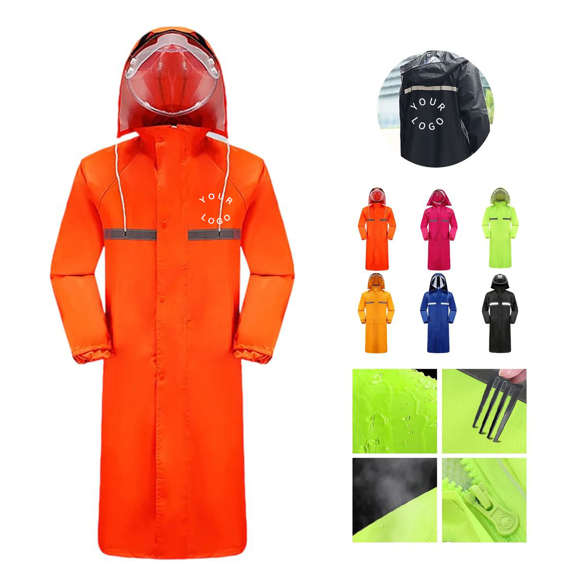 Waterproof Long Outdoor Raincoat Oxford Cloth 5