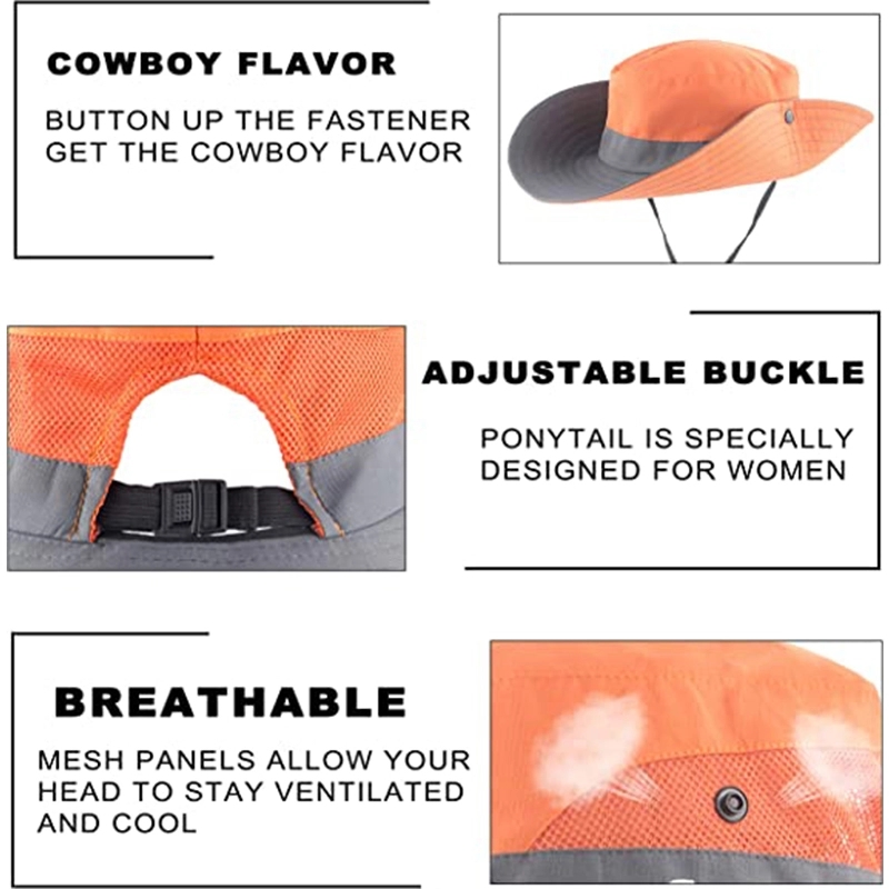 Women Ponytail Summer Sun Hat Uv Protection Wide Brim 5