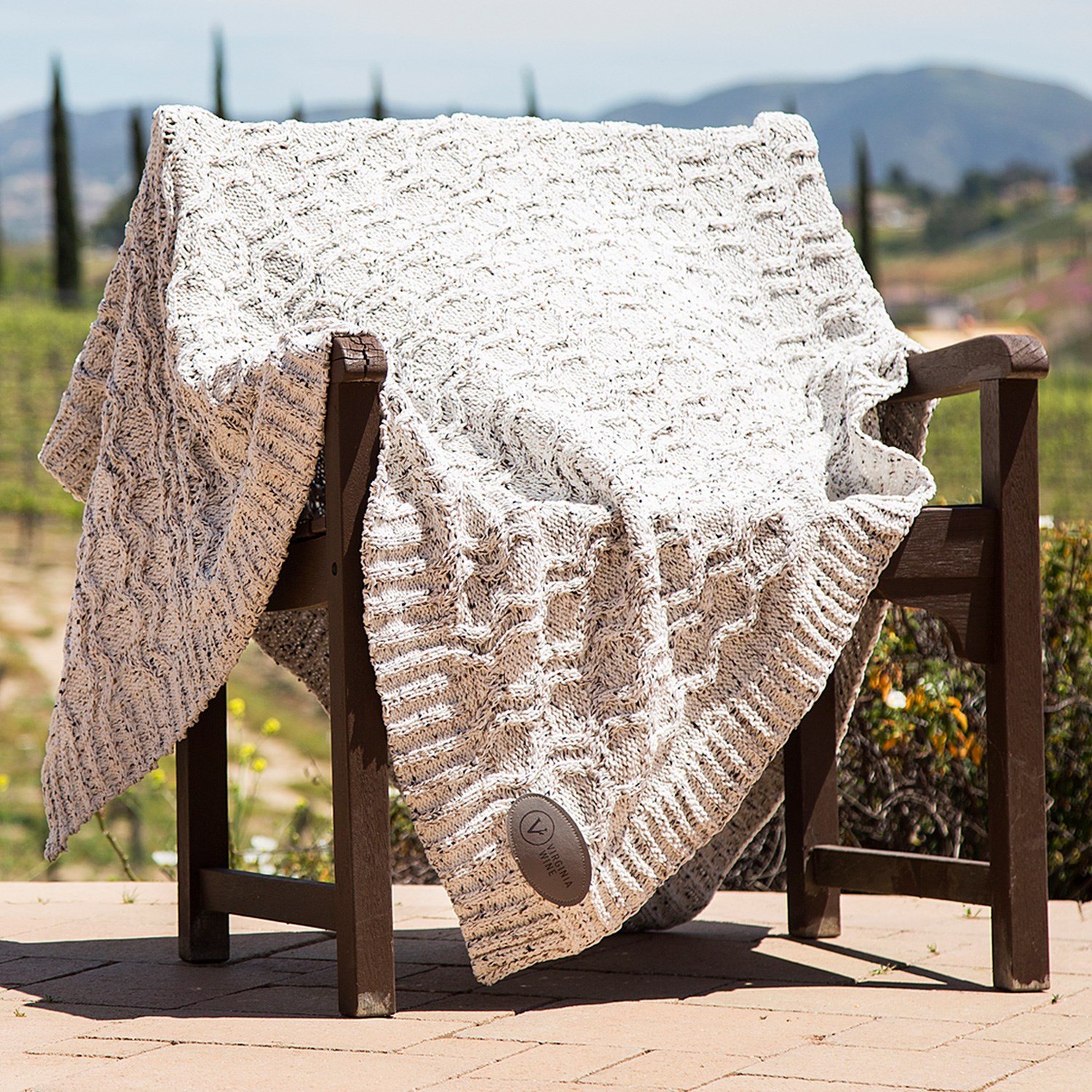 Vanilla Cookie Heather Cable Knit Chenille Blanket 4