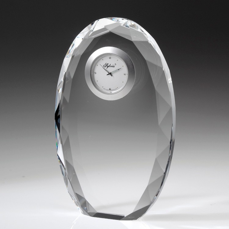 6-1/2" Award- Awards, Trophy,Faceted Oval Clock 1
