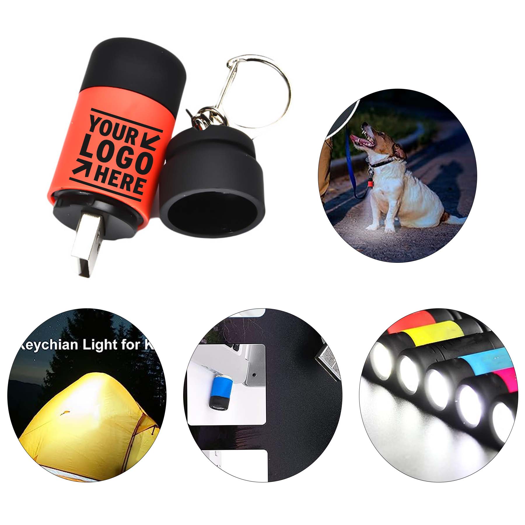 Kids Adult Small Colorful LED Rechargeable Cussity Mini Waterproof Pocket Keychain Flashlight  