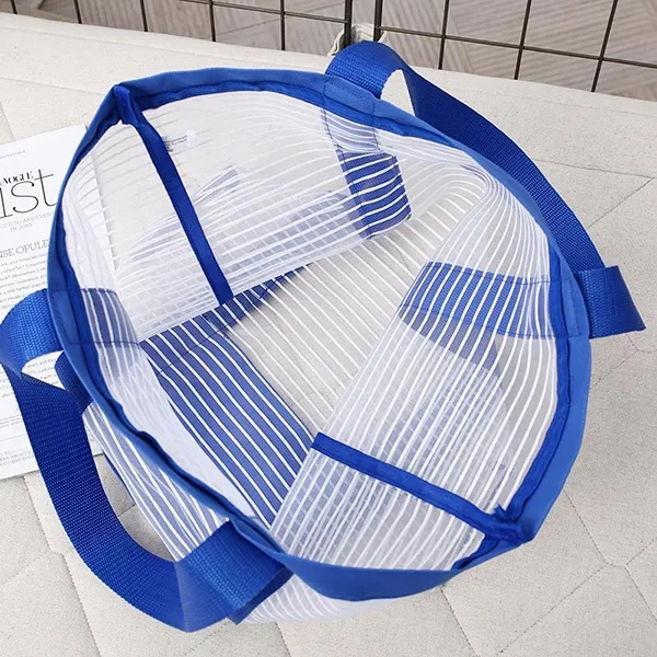 Sheer Striped Mesh Boat tote -13.8x12.6x4.7 2