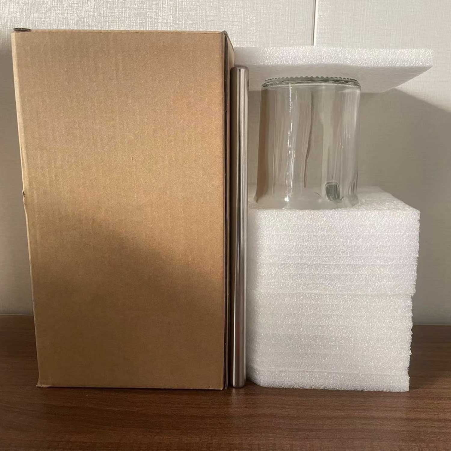 Bamboo-Lid Mason Jar - Glass Cup w/ Straw & Brush Set 4
