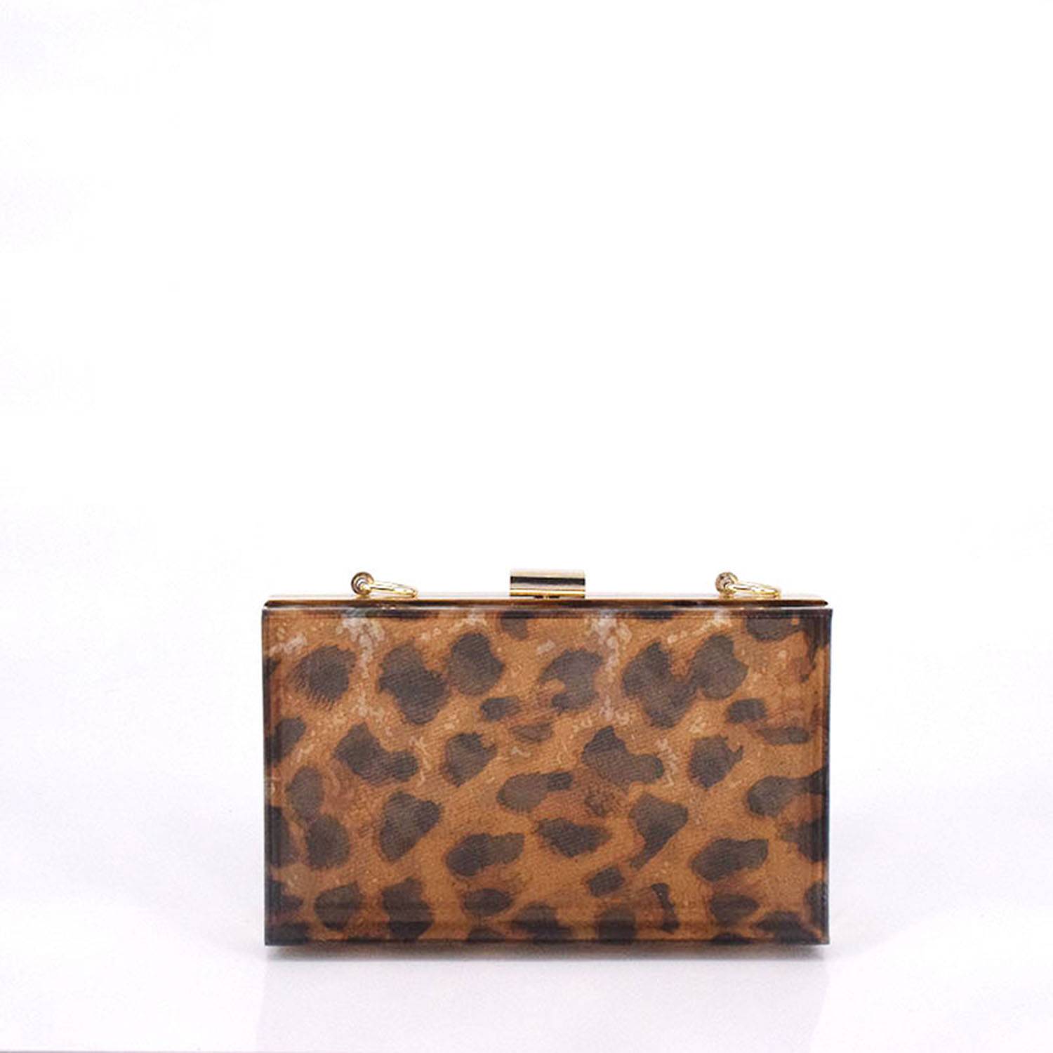 Leopard print acrylic crossbody chain box bag 2