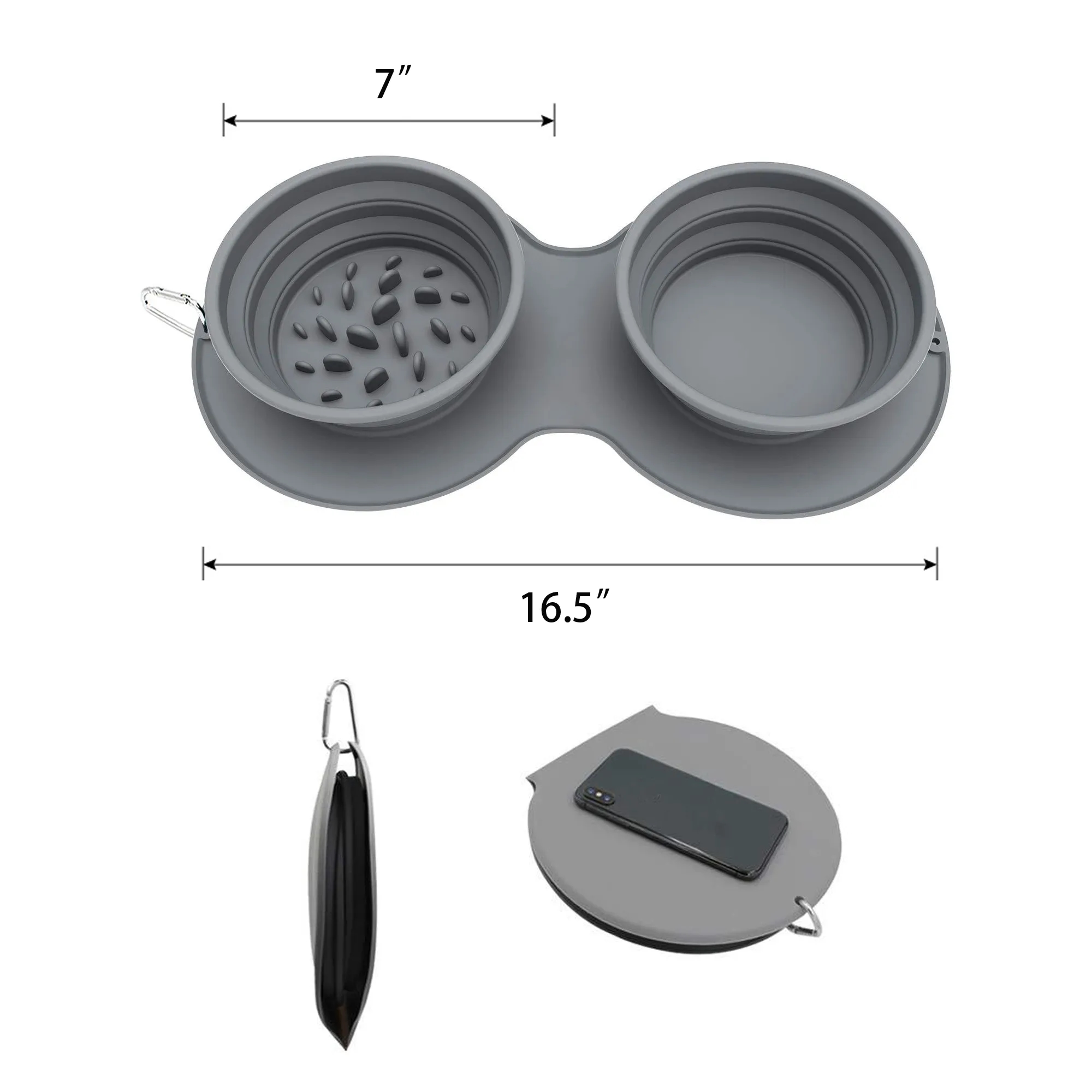 Collapsible Silicone Cat Dog Travel Double Bowl MOQ 50Pcs 1