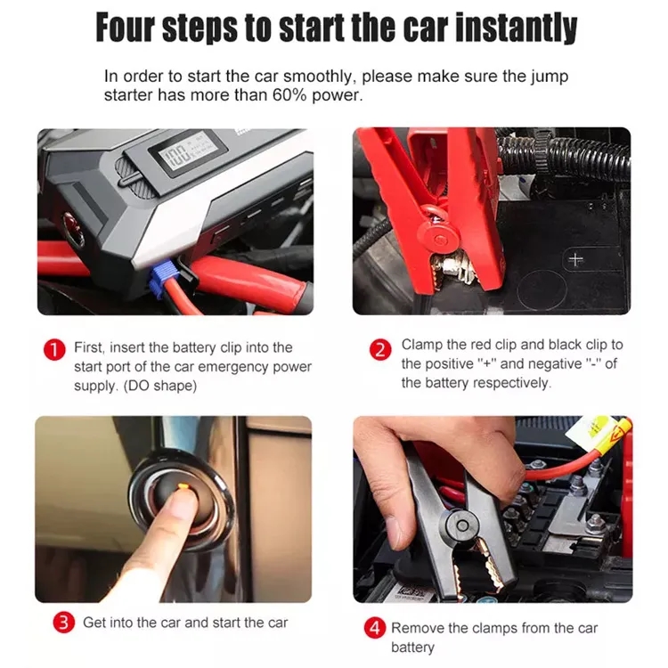 12000mAh Portable Car Jump Starter with Smart Clip 2