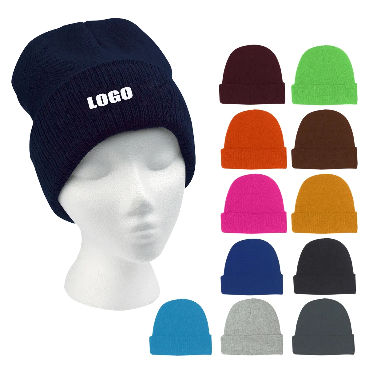 Unisex Knit Acrylic Winter Beanie Hats Cap 2