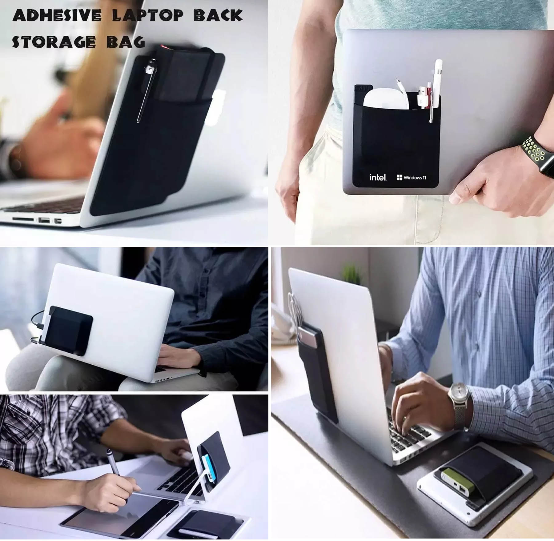 iBank ® Adhesive Laptop Storage Bag Mouse Digital Hard Drive Accessories Organizer 2