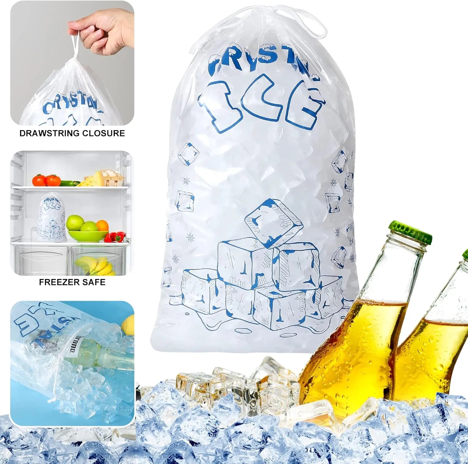 Custom Plastic Ice Bags With Drawstring 6