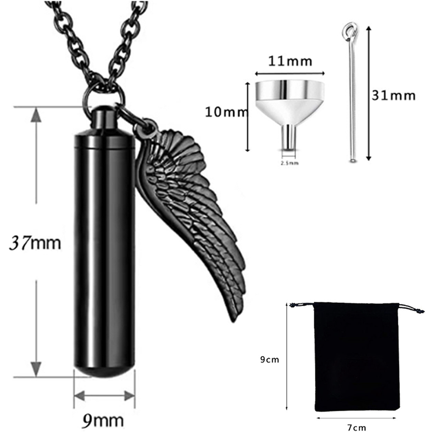 Cremation Urn Angel Wing Memorial Necklace 2