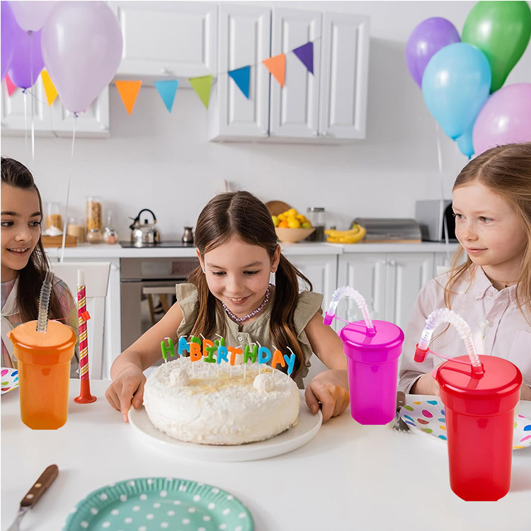 Plastic Kids Party Cups With Lids And Straws 5