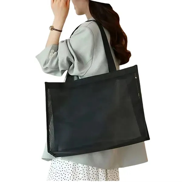 Small Mesh Beach Bag - Lightweight Carryall Tote 12