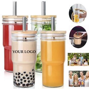 Boba Cup 22oz Bubble Tea Cup with Bamboo Lid 4