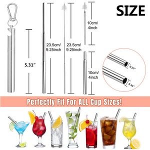 Telescope Metal Straw With Bottle Opener And Mini Brush 26