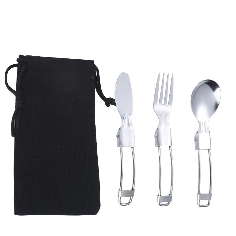 304 Stainless Steel Camping Folding Cutlery Set 1