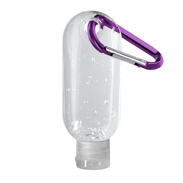 1.9 oz. Clear Sanitizer in Clear Bottle with Carabiner 21