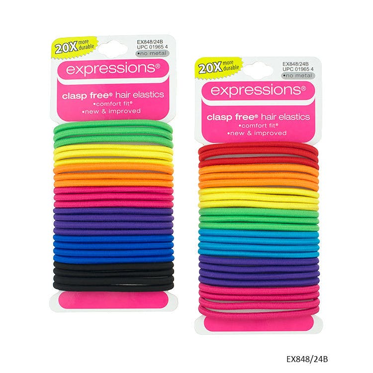 Durable Hair Elastics - 24 Pack Assorted No Metal 1